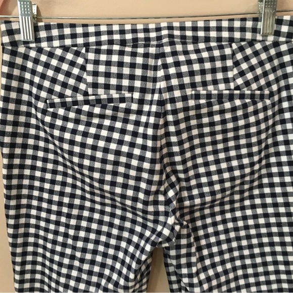 J.Crew Women's Bi-Stretch Gingham Martie Ankle  Pants Size 4 Navy White #E9564 - Picture 7 of 8